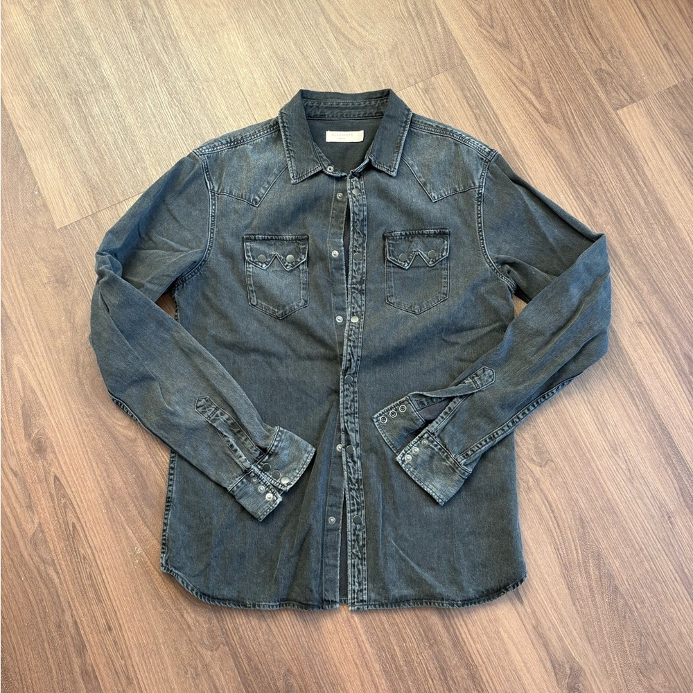 All Saints Charcoal Denim Shirt Jacket